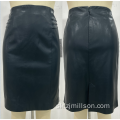 Ľahká čistá štrbina Čierna dámska kožená sukňa